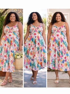 Disney Store Ariel Little Mermaid Floral Tiered Sundress in Cream and Multicolor